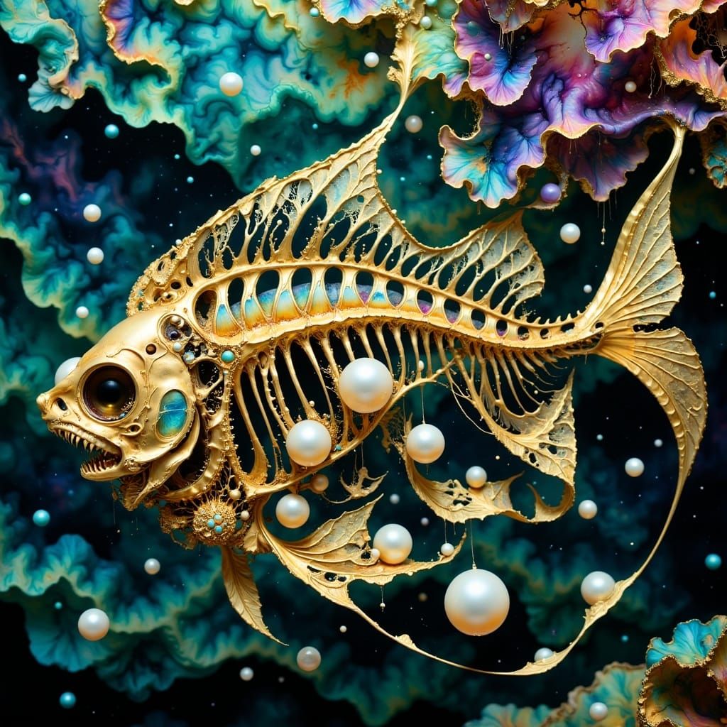 Hyperkraximalismus Masterpiece: Golden Mesh Envelops Skeleta...