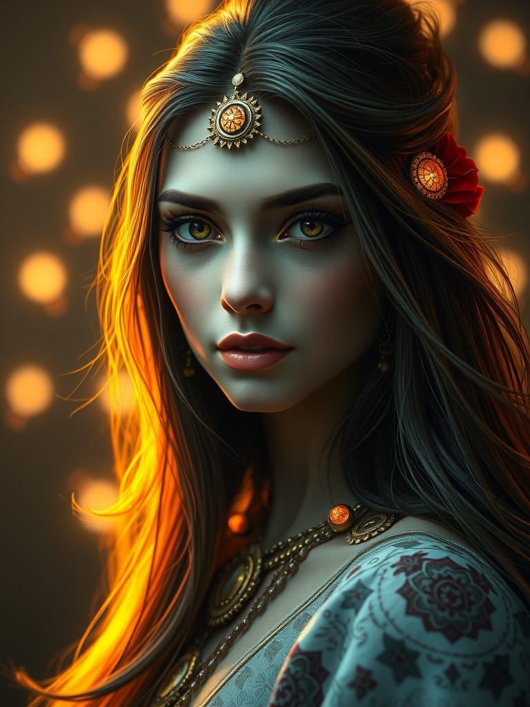 Atlantis Goddess Portrait in Art Nouveau Style