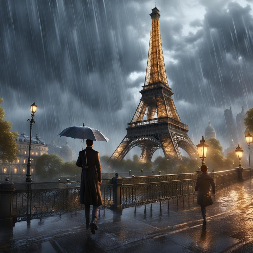 David Copperfield in a Fantastical Rainy Dream on the Eiffel...