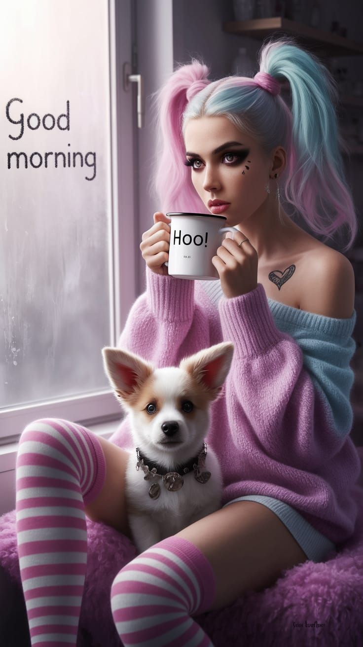 Hyperrealistic Punk Princess Morning Delight