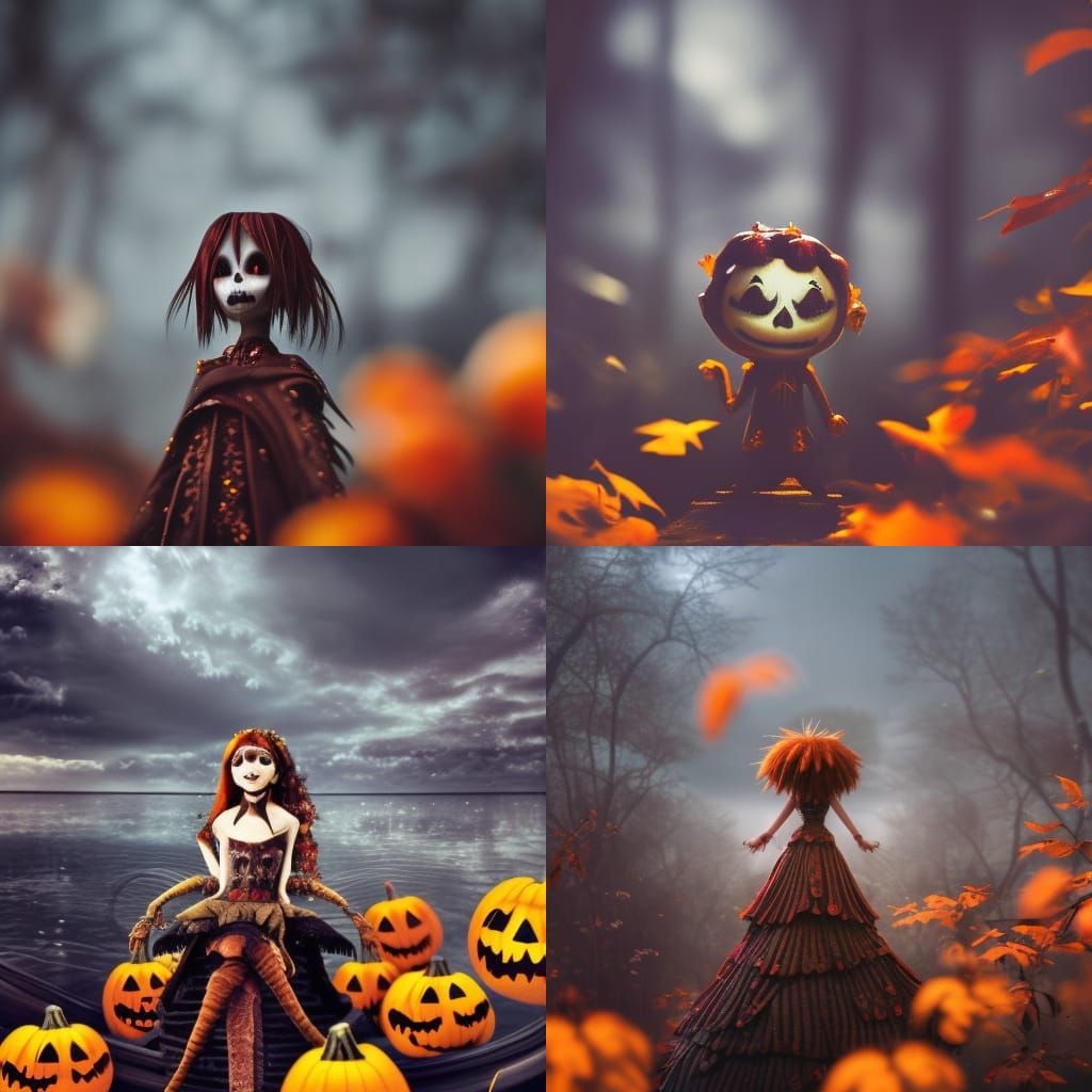 Jack the Pumpkin King and Sally in a Maximalist Digital Pain...