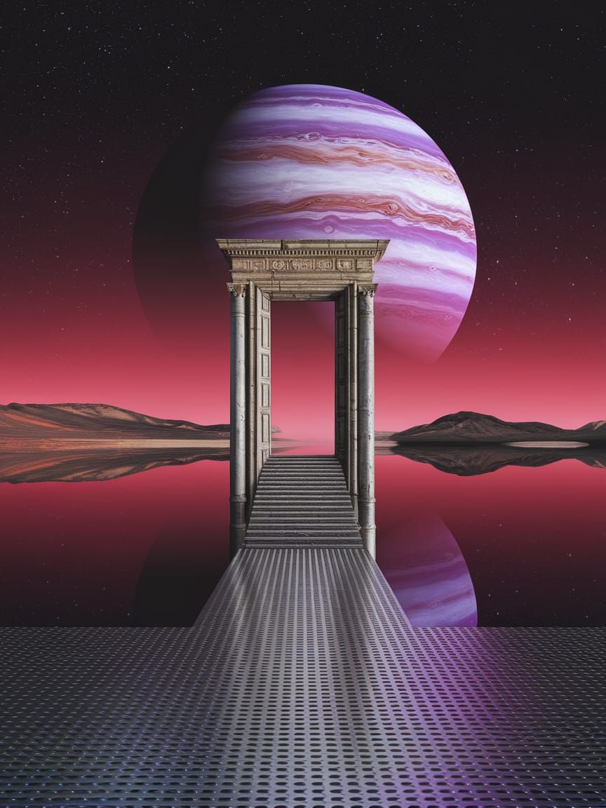 Lake Reflection to Jupiter Doorway, Sci-Fi Photography