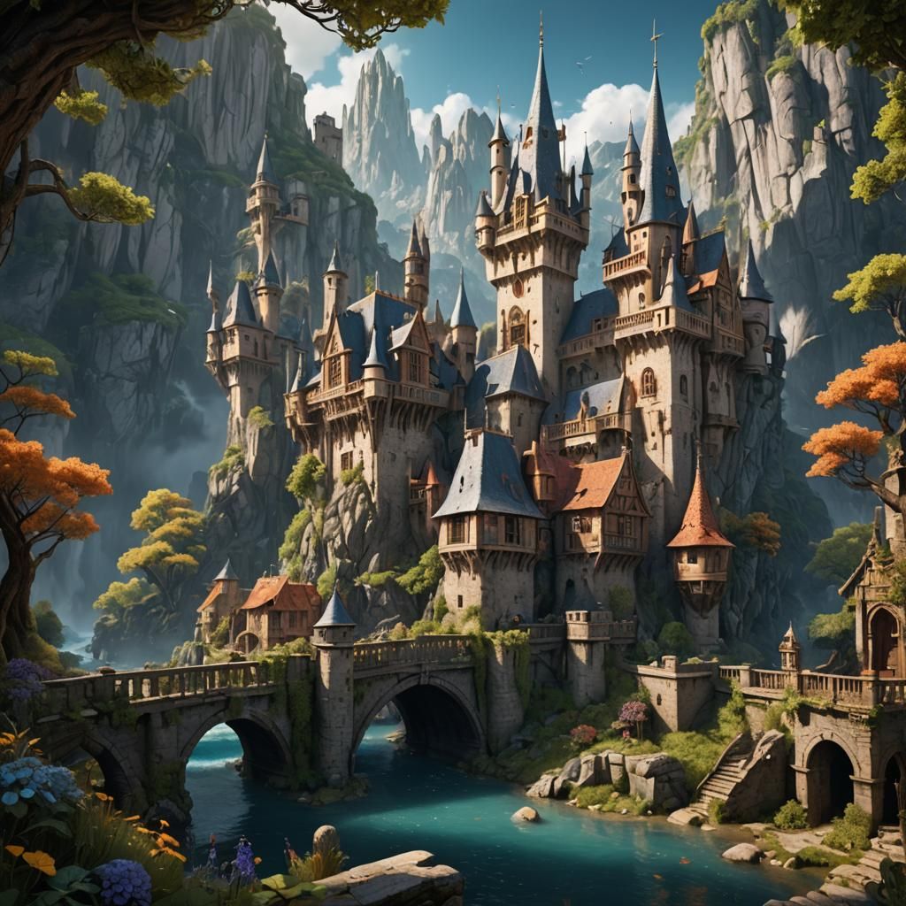 Epic Fantasy Landscape in Vibrant Color