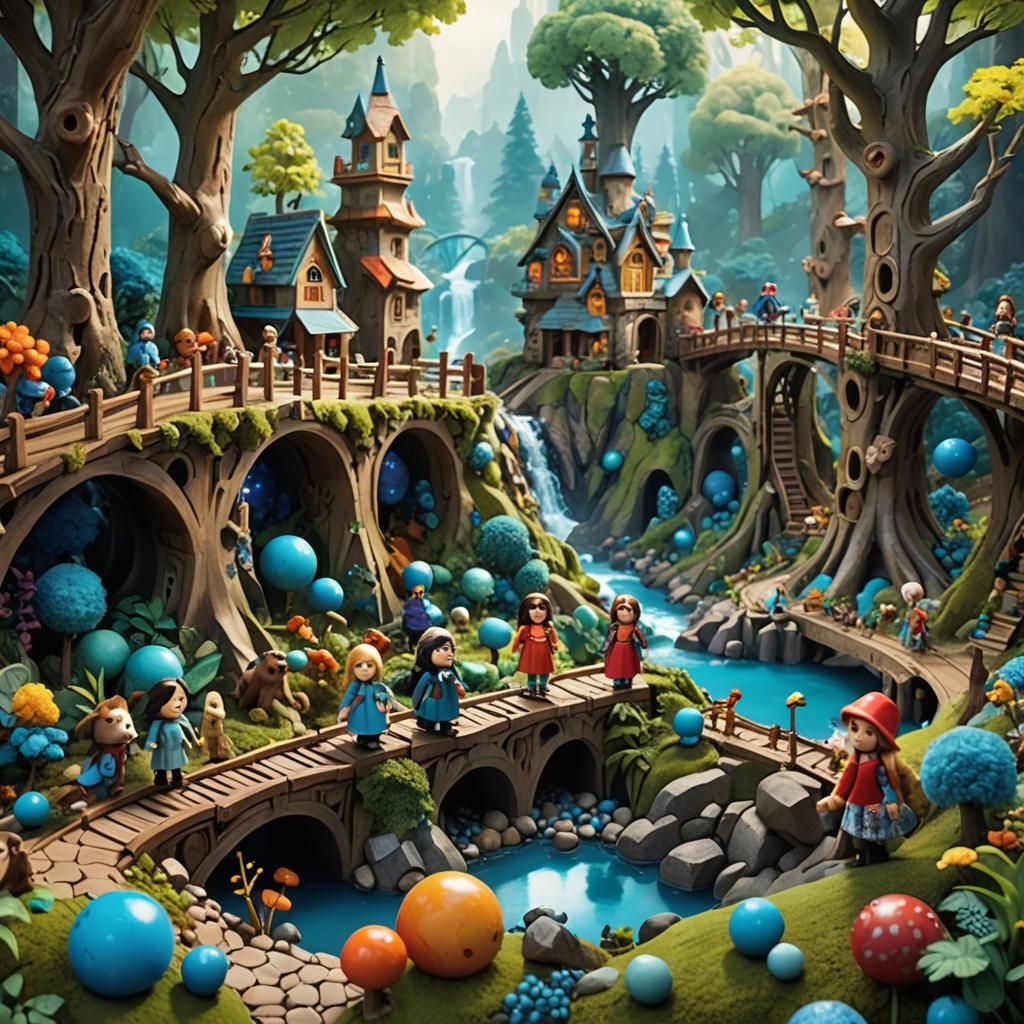 Fantastical Toy Forest Explored by Whimsical Dolls in Vibran...