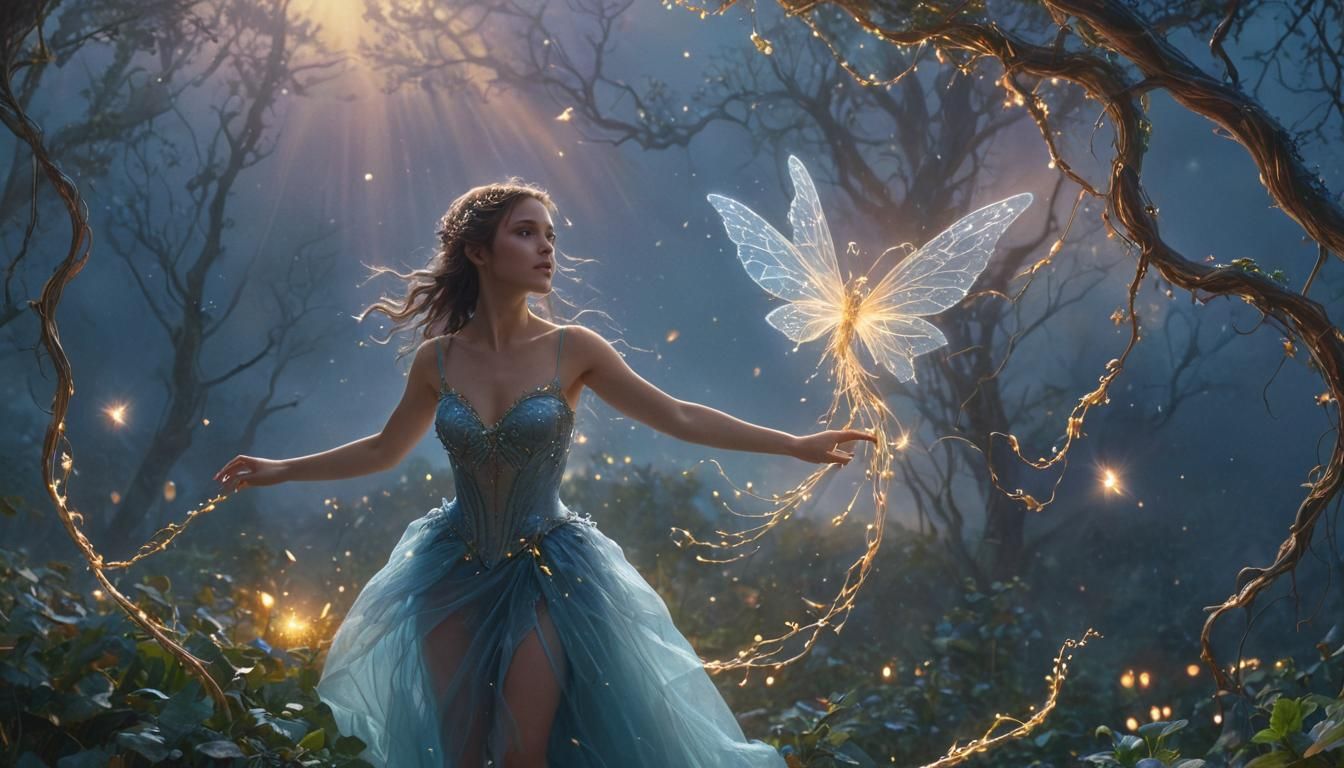 Ethereal Faerie in Golden Hour Storm