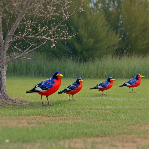 Vibrant Yard Birds Enjoy a Feast of Seeds in Colorful Style