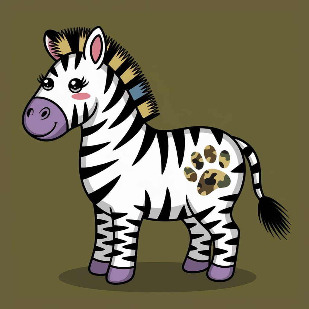 zebra with camo cat paw print tattoo