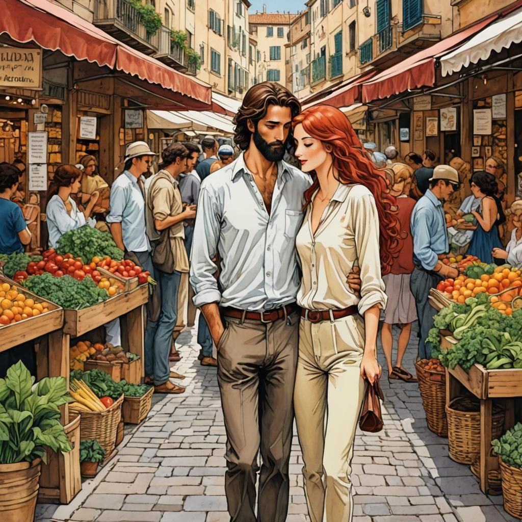 Romantic Provençal Love in Colorful Market