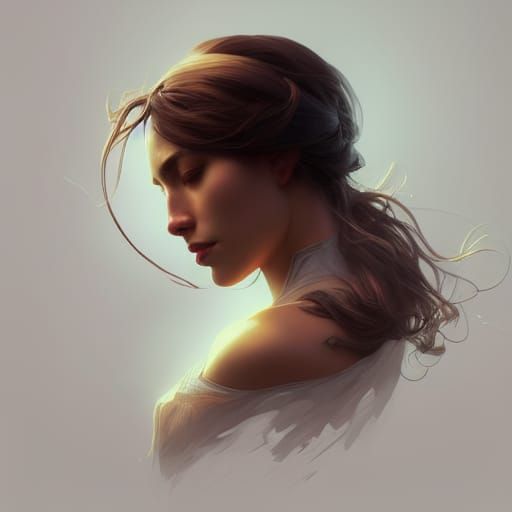 Dramatic Concept Art Portrait with Hyperdetailed, Triadic Co...