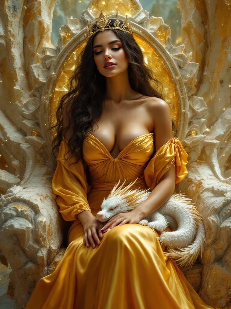 Regal Latina Sorceress with Majestic Dragon Companion