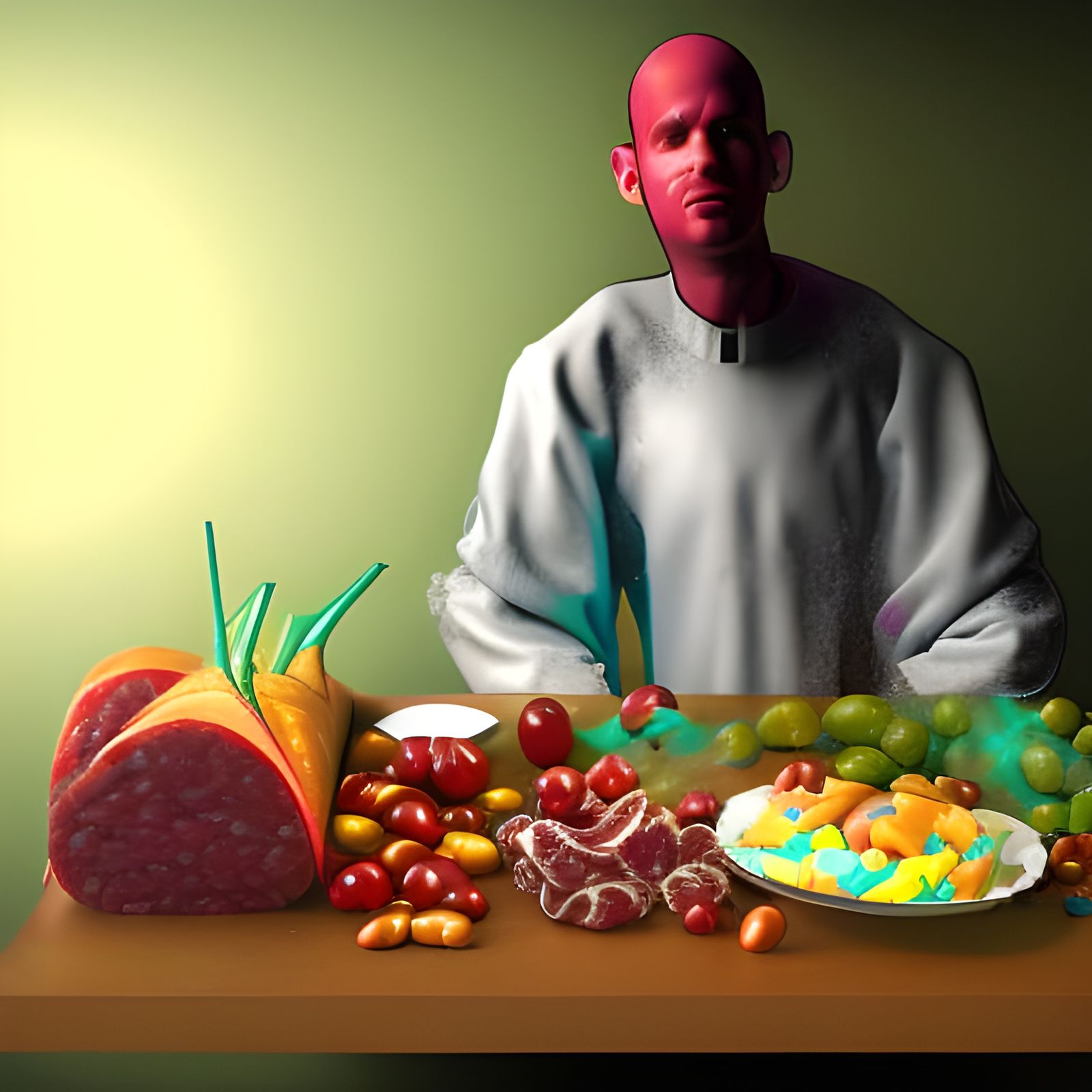 Cosmic Man with a charcuterie board