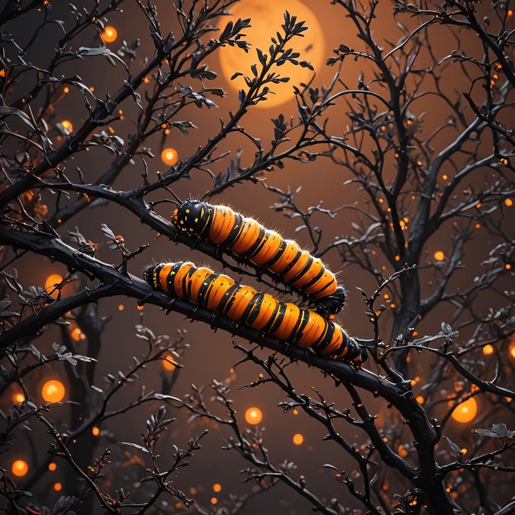 Cosmic Caterpillar under Radiant Moonlight