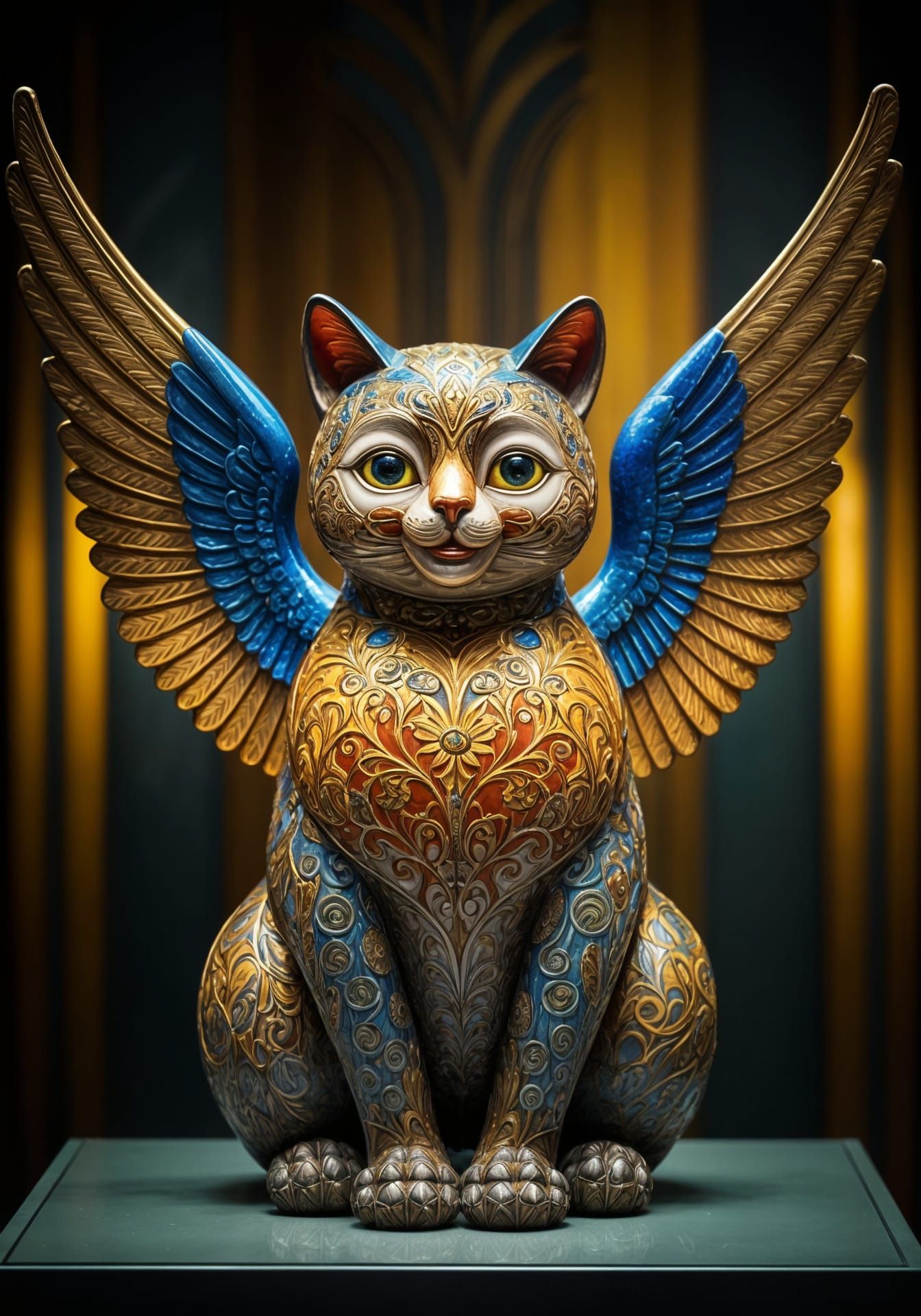 Art Deco Glass Cat Sculpture in Museum