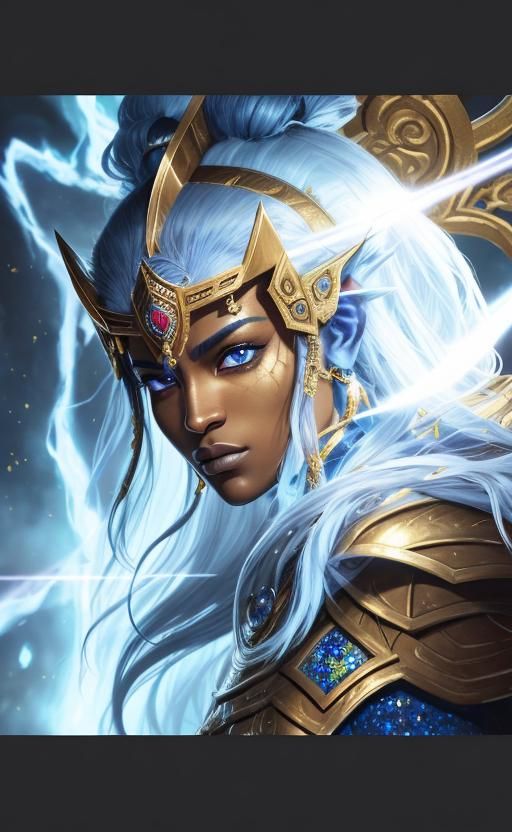 Majestic Warrior of Ancient Mythology in Golden Ornate Armor