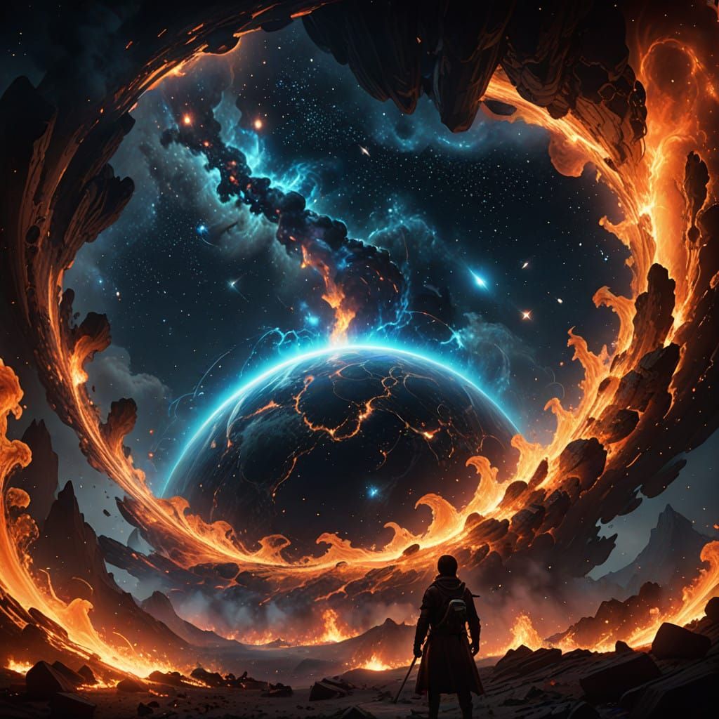 Mystical Cosmic Bonfire Amidst the Galaxy