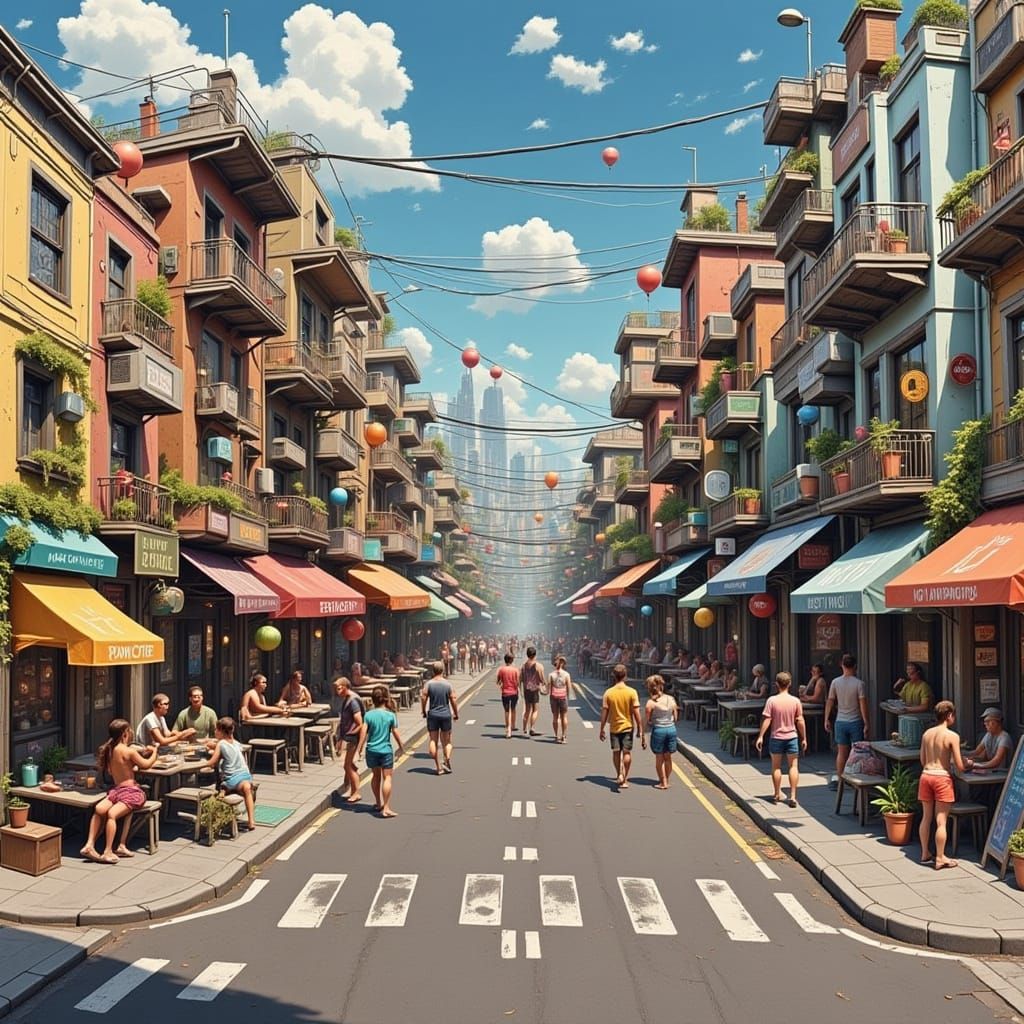 Vibrant Cityscape in Summer