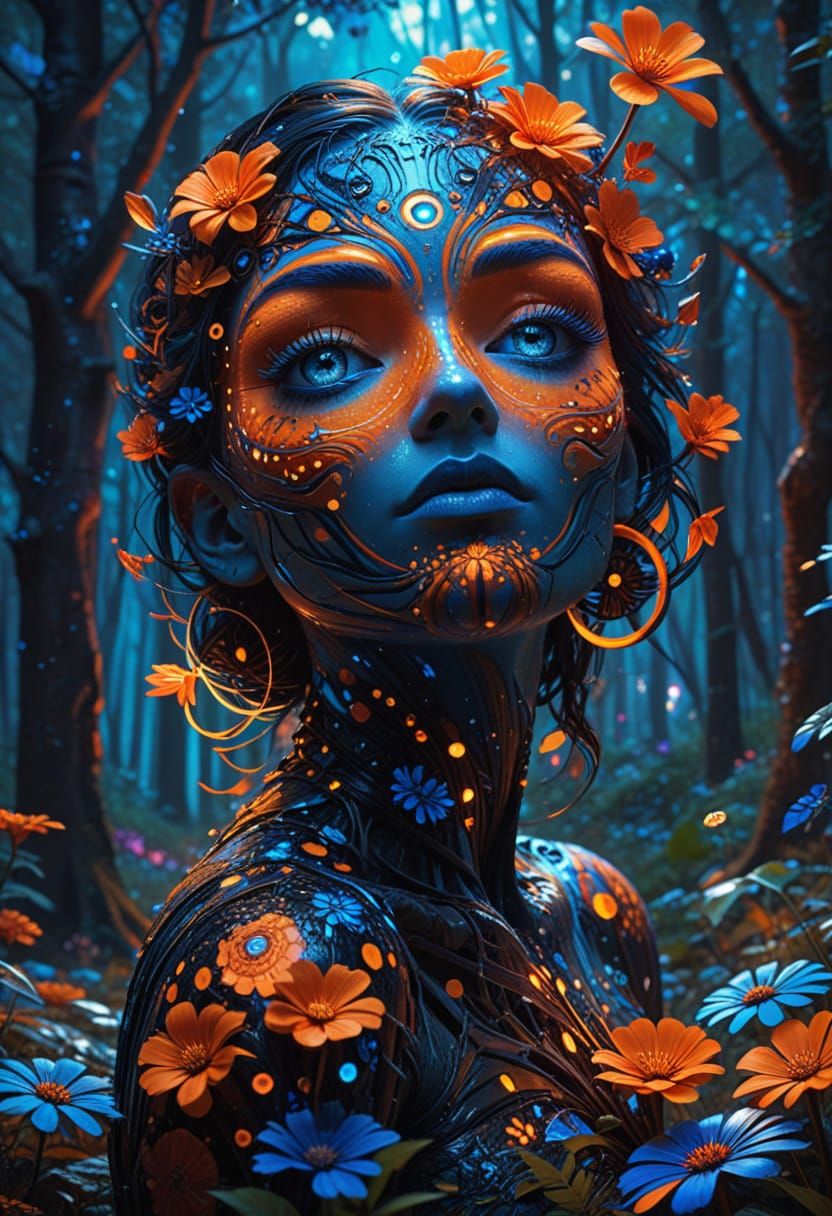 Mystical Forest in Surreal Pop Art Illustration