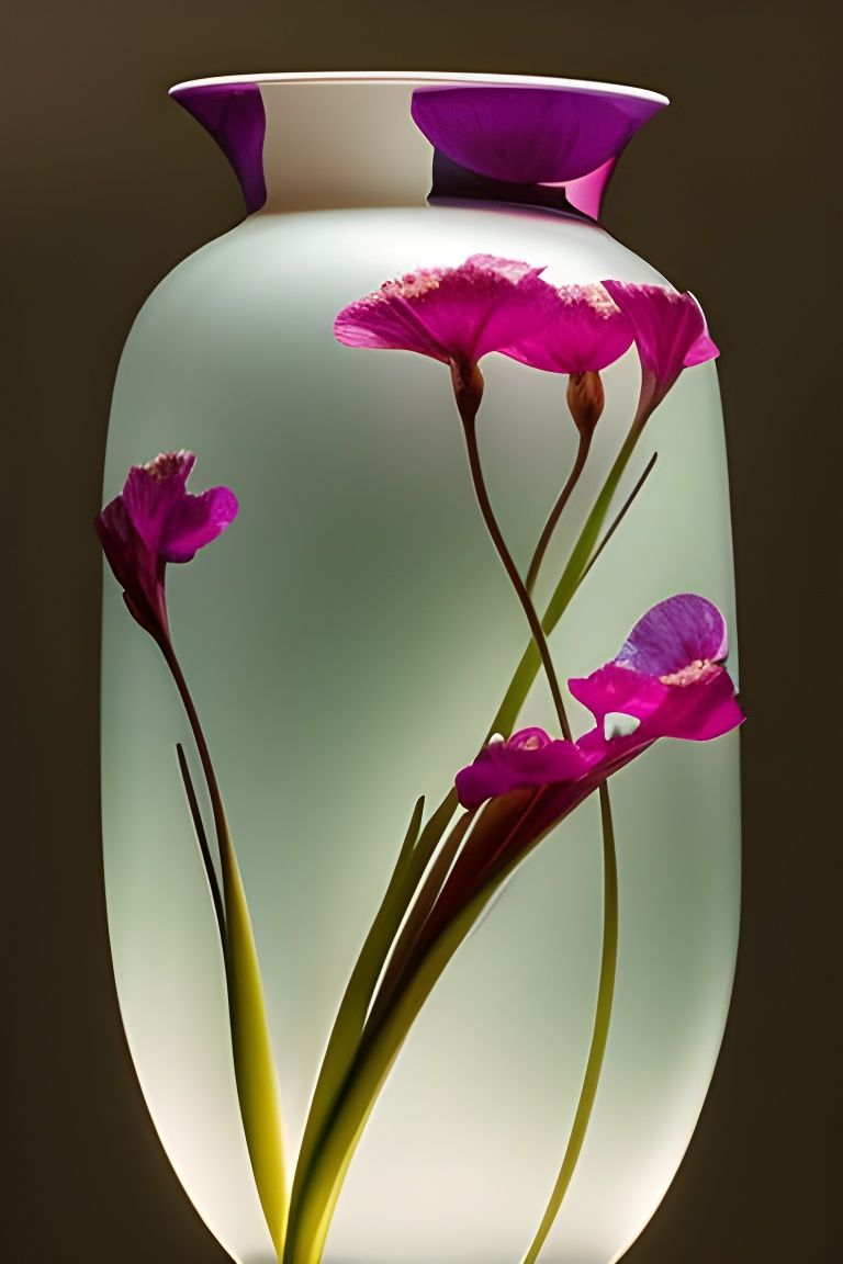 Dreamy Gladiolus in Shimmering Vase, Hyper-Realism