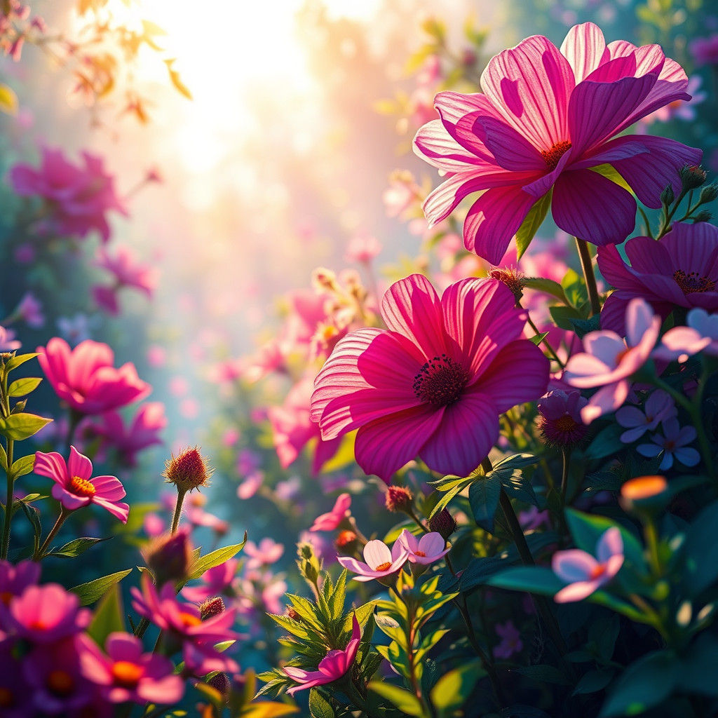 Blossoming Garden of Hope in Vibrant Colors and Light