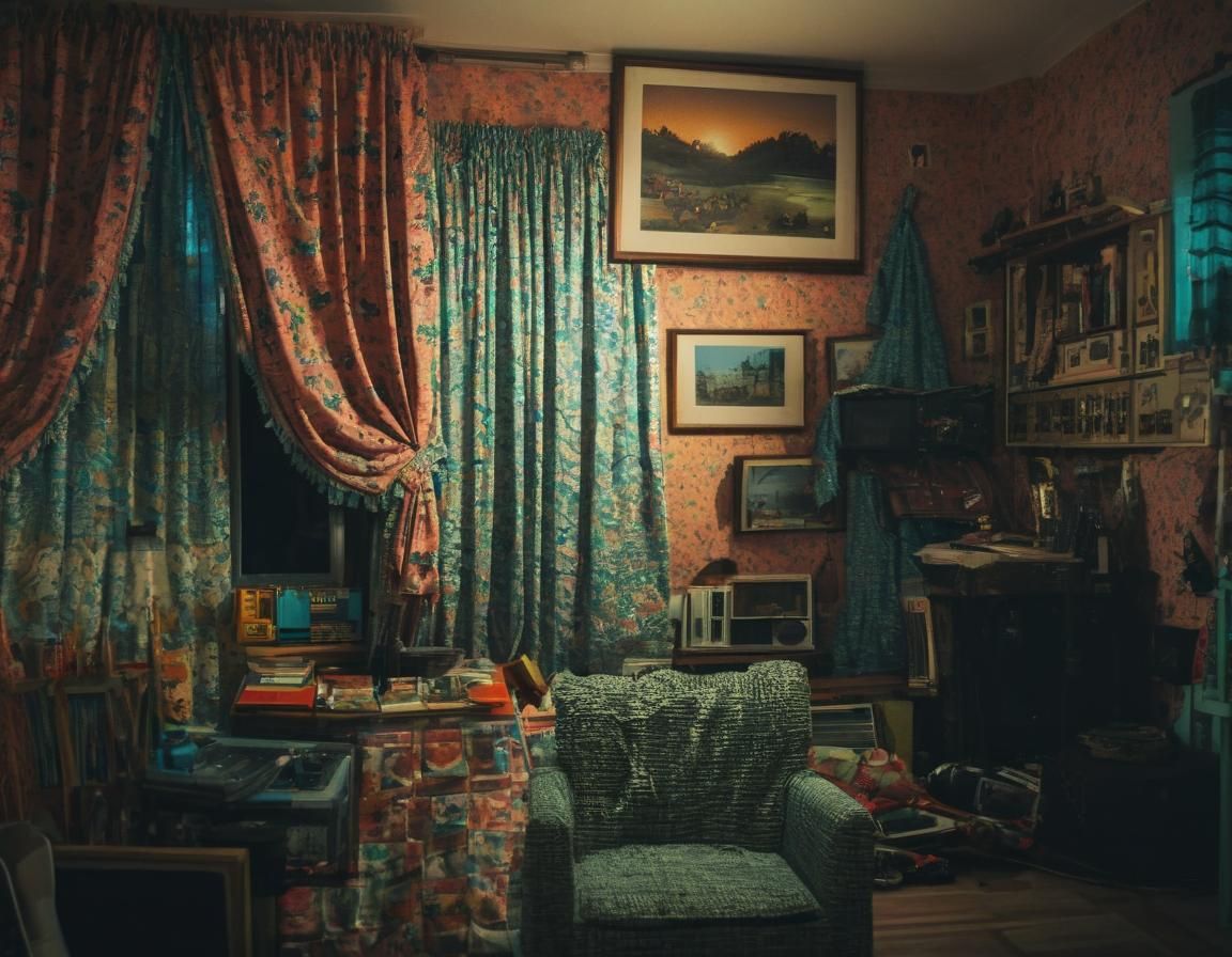 Retro 80's Playroom Interior in Warm Light