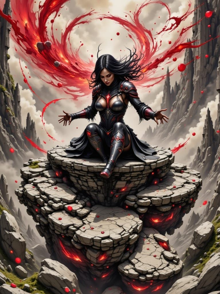 Bloodwytch Sorceress Ritual in Dutch Low-Angle Watercolour