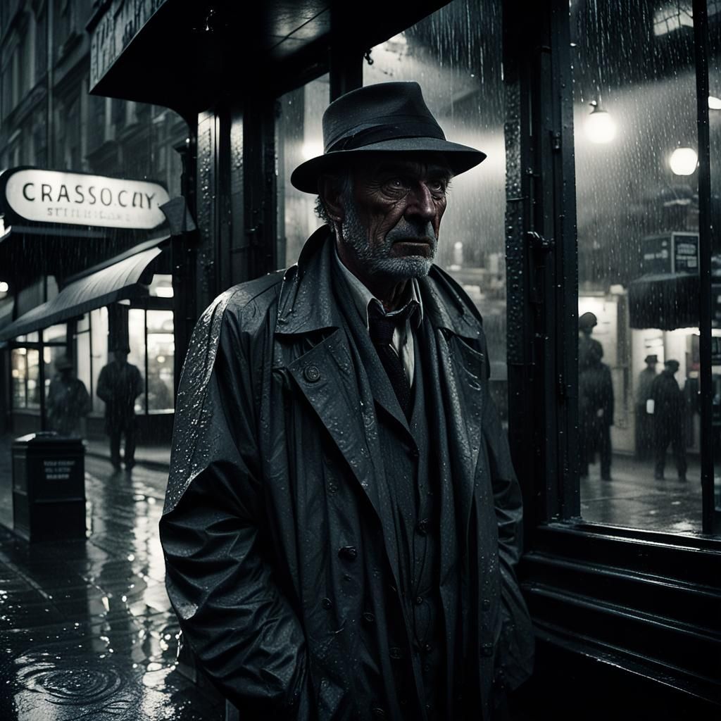 Gritty City Streets in Film Noir Style