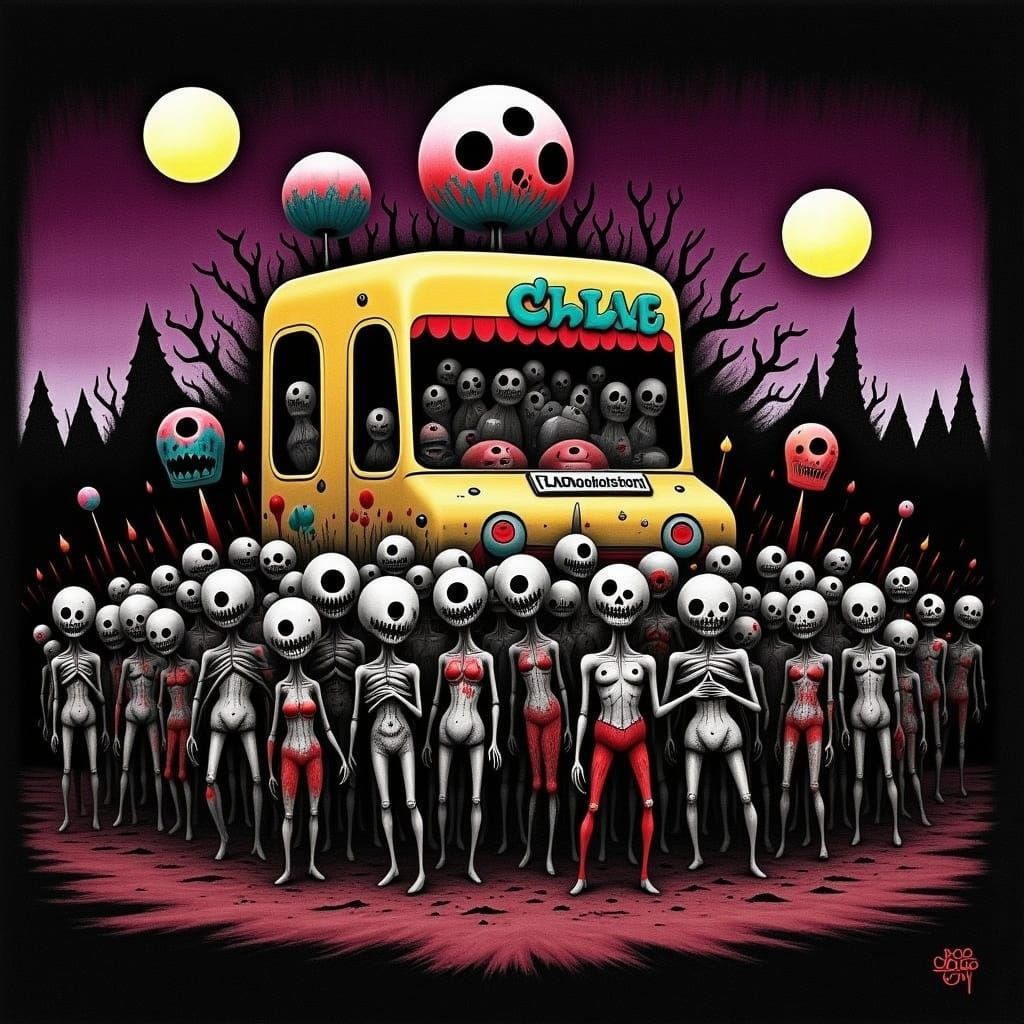 Zombie Horde Under Moonlight in an Impressive Halloween Scen...