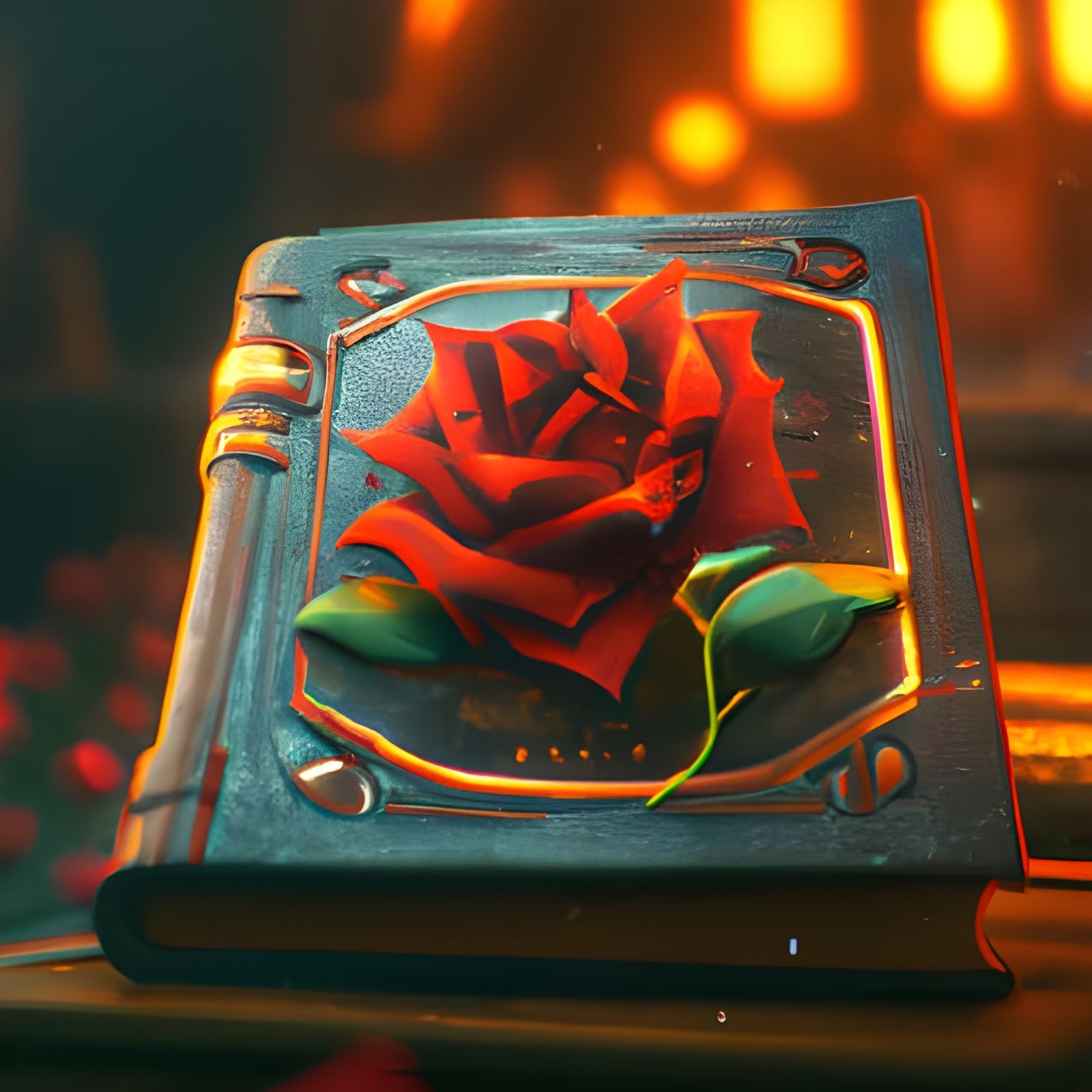 Ethereal Fantasy Rose Blooms from Ancient Tome