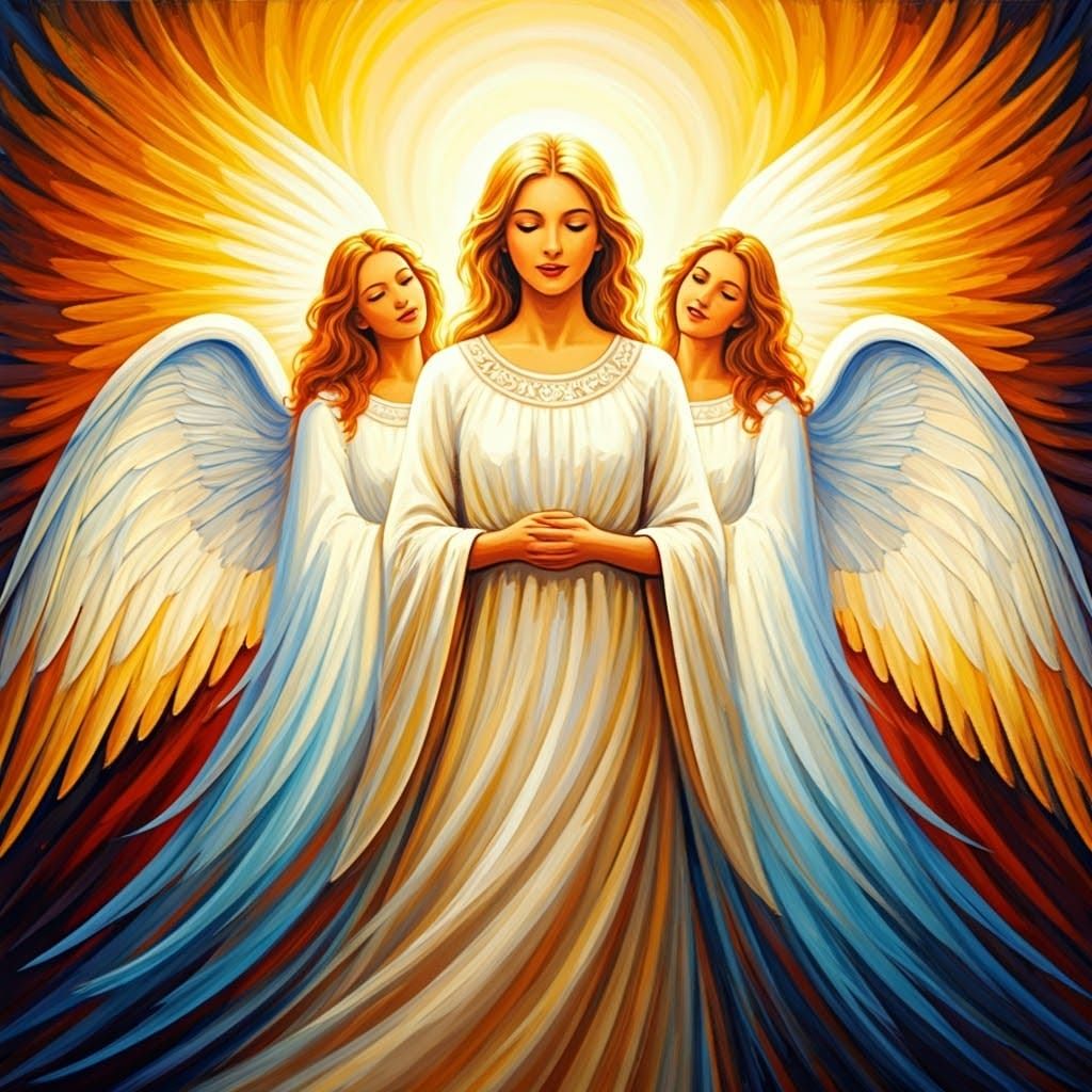 Celestial Choir in Vibrant, Abstract Style