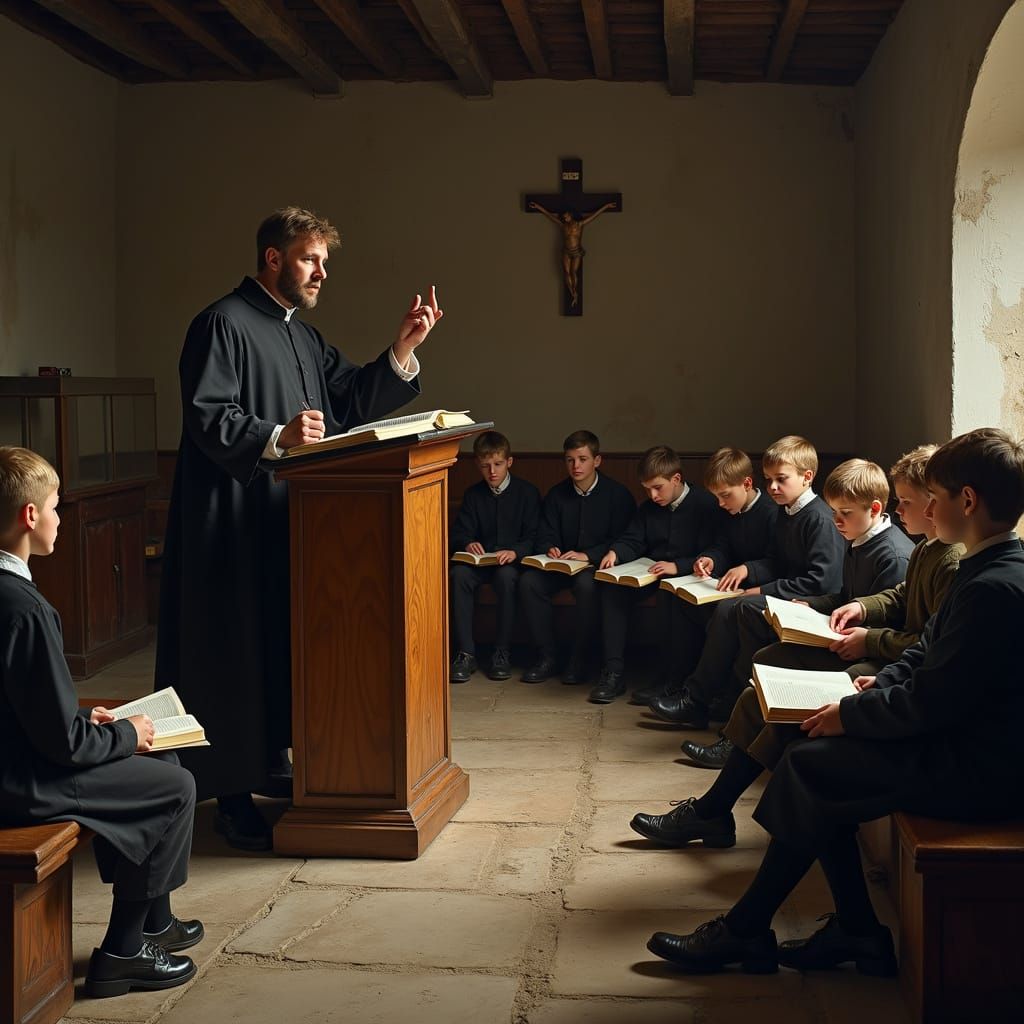 17th Century Classroom Scene in Dutch Masters Style