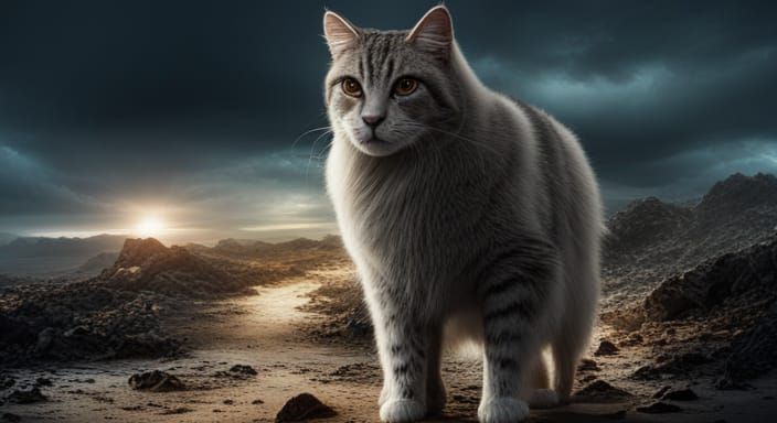 Cinematic Cat of Darkness: Digital Matte Painting
