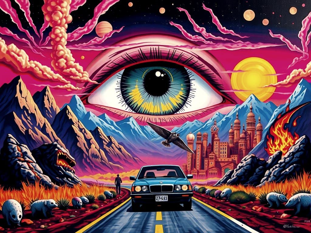 Surrealistic Oil Painting: Eye of the Psychedelic Cosmos