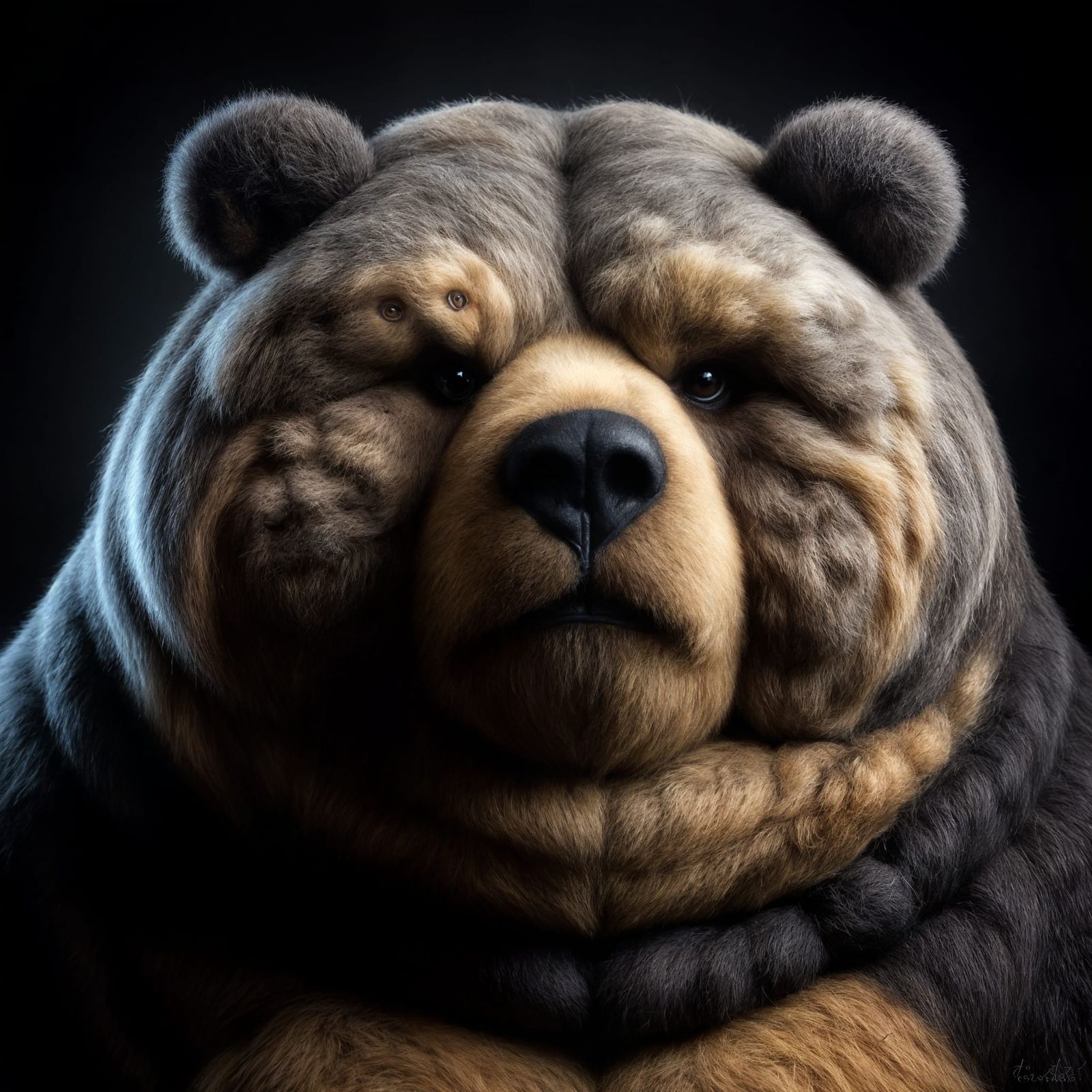 Felt Kodiak Bear Portrait in Photographic Style