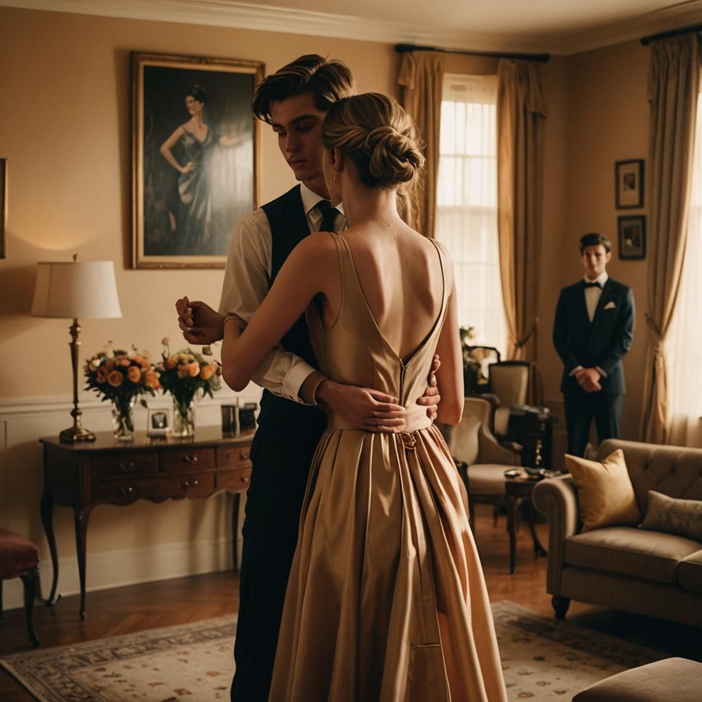 Tender Moment in a Warm Living Room