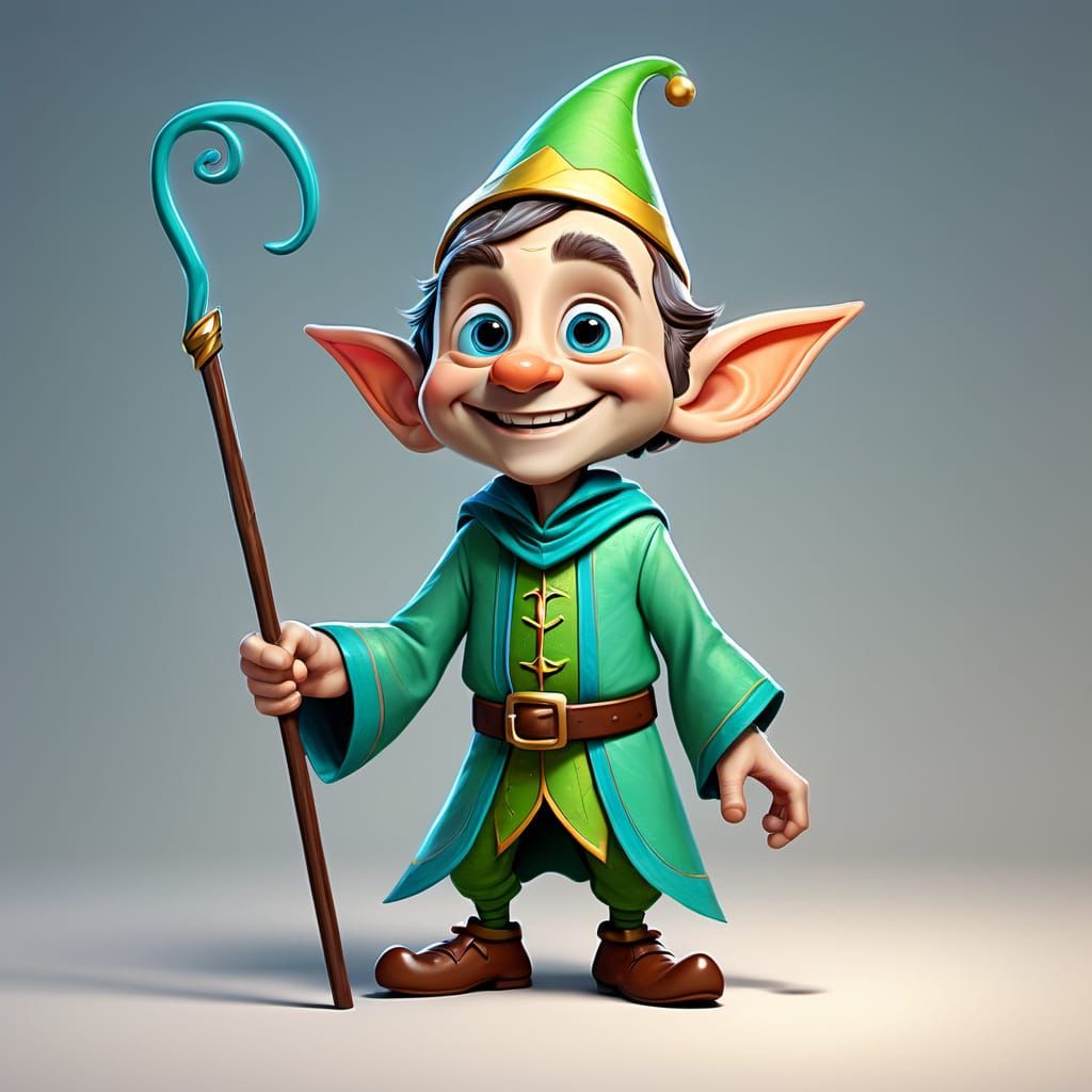 Elf King in Vibrant Cartoon Style