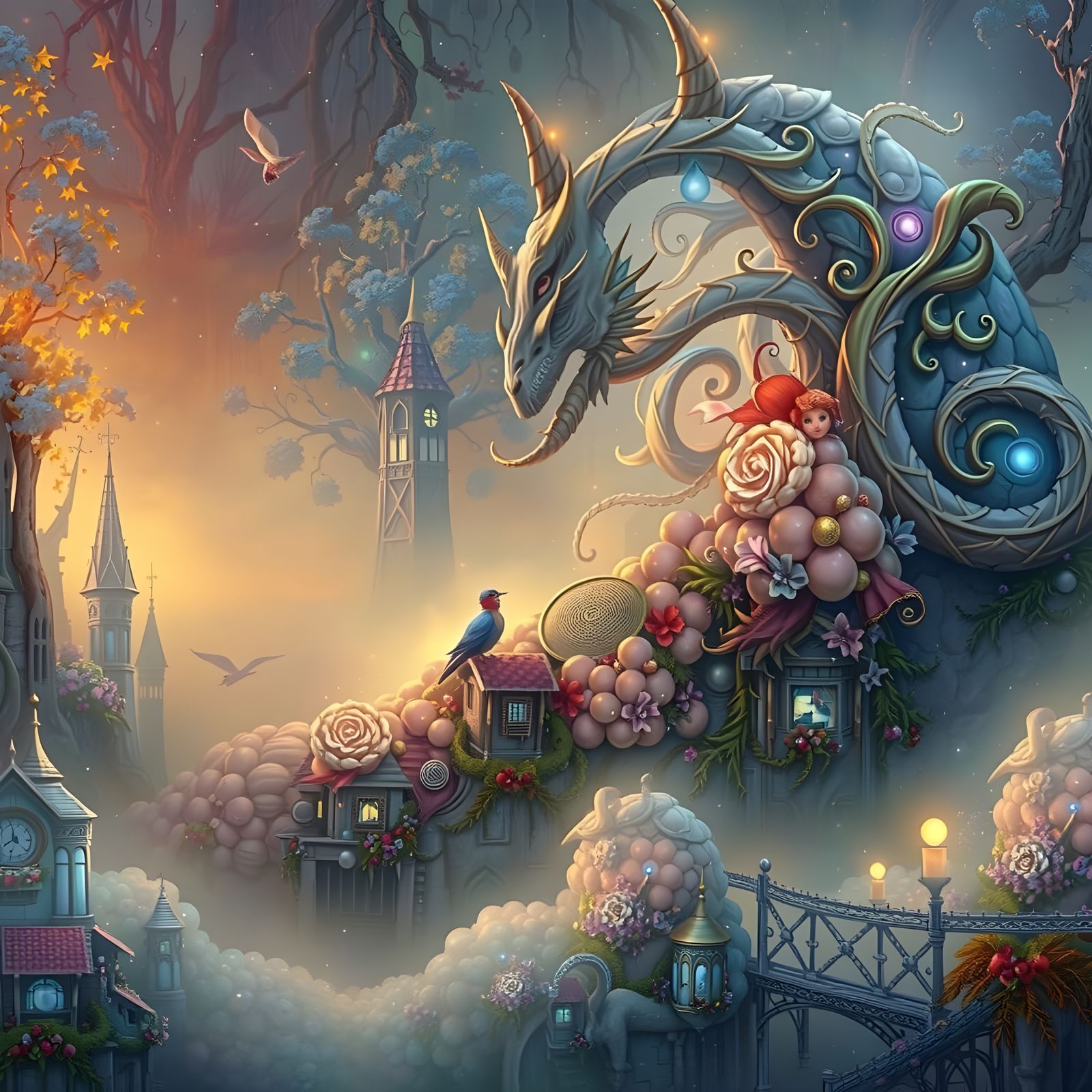 Ethereal Symbols Ascend in Fantasy Landscape