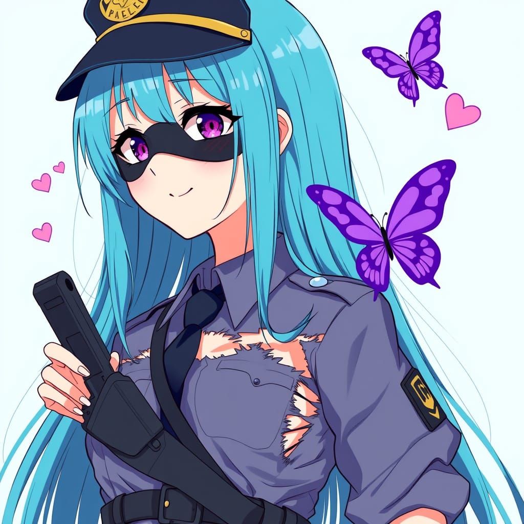 Anime Girl Controlled by Vibrant Purple Butterfly in Pastel ...