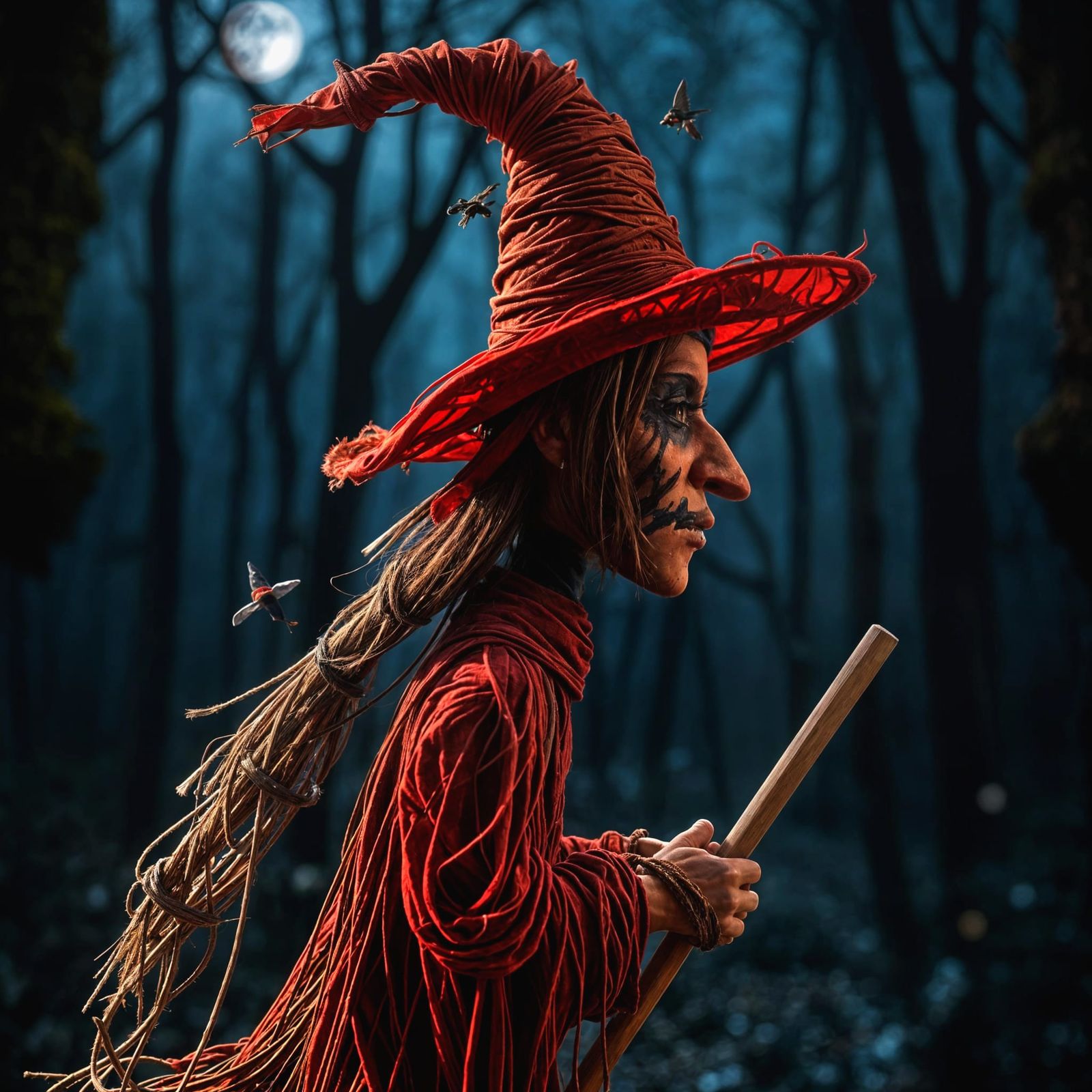 String Witch in Haunted Forest Dreamscape