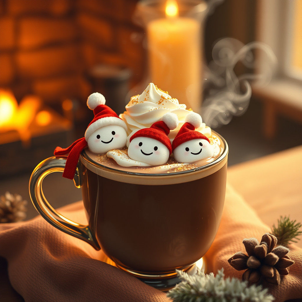 Whimsical Winter Marshmallow Friends in Vintage Storybook St...