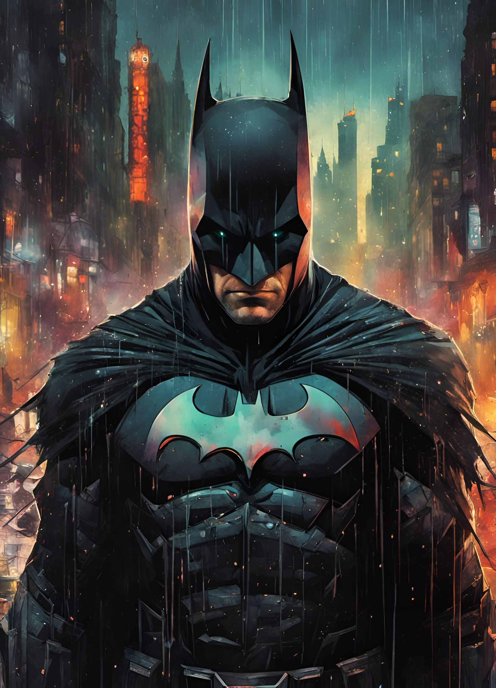 Cyberpunk Vigilante in a Rainy City