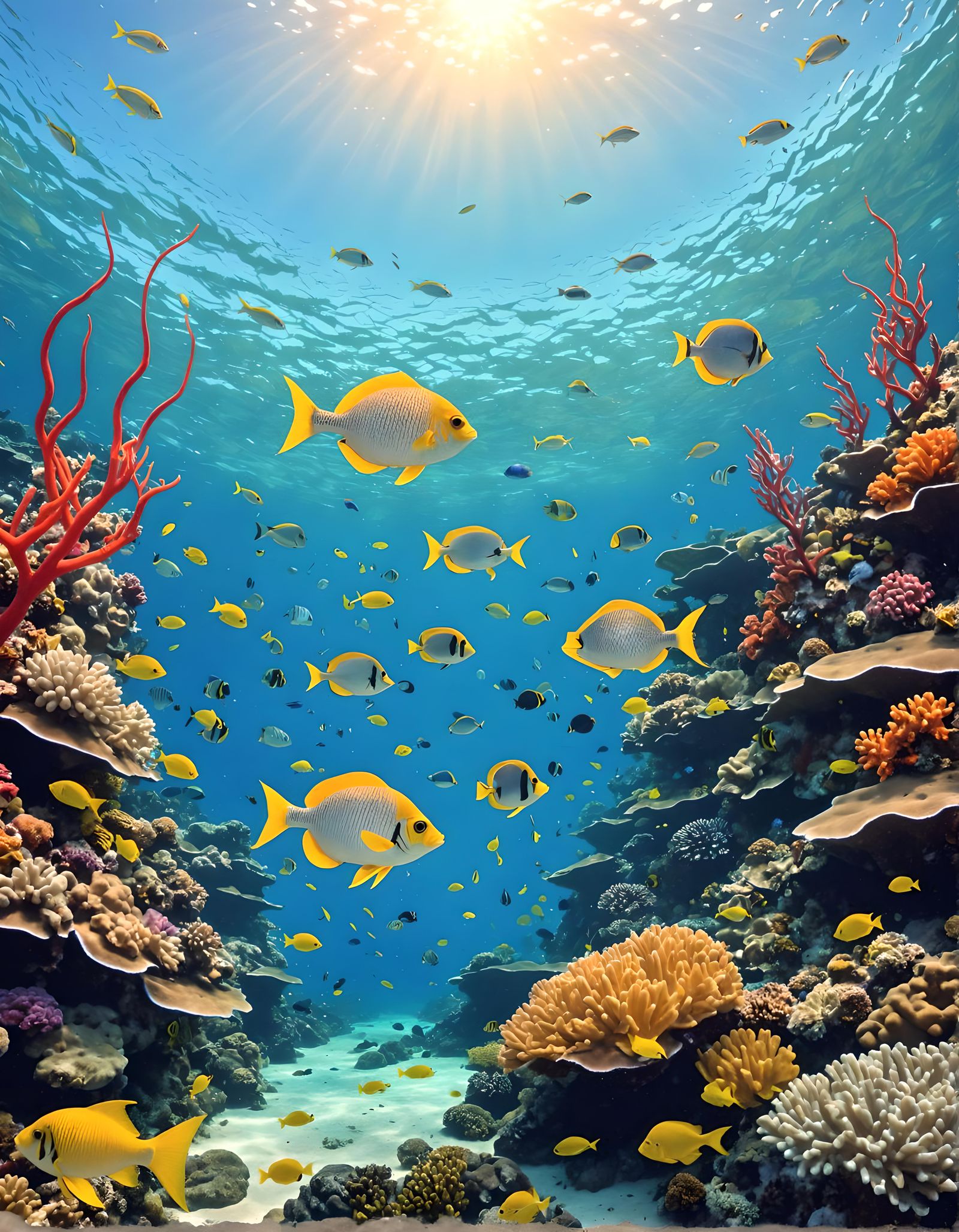 Vibrant Sea Creatures Thrive in Tropical Waters Scene