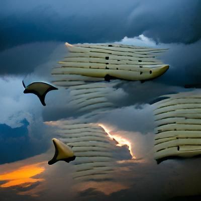 Surreal African Stormscape with Descending Ivory Fins