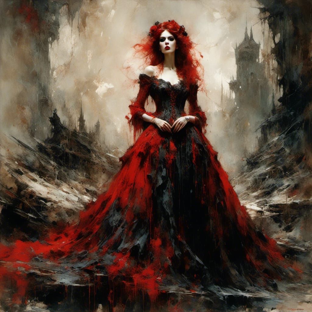A Dark Vampire Queen in Oil on Canvas