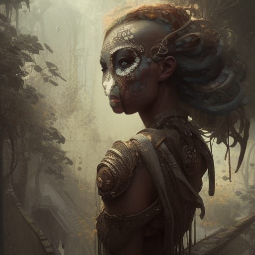 Surreal Masked Portrait in Oil and Watercolor