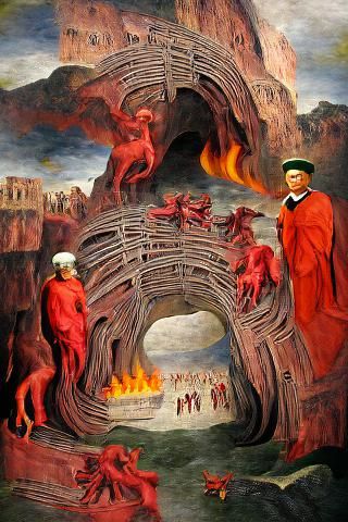 Dante's Infernal Gates in Fiery Digital Art