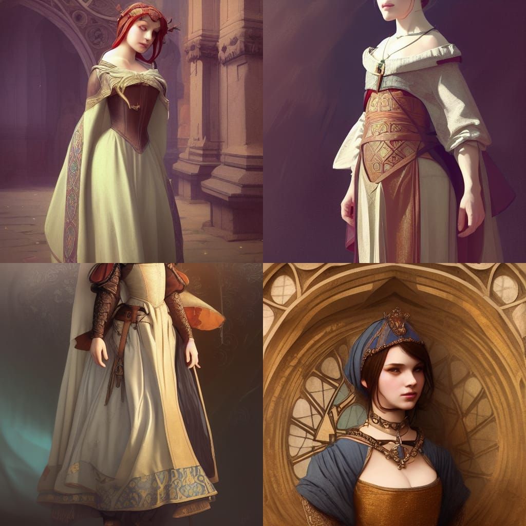 Medieval Beauty in Vibrant Triadic Hues