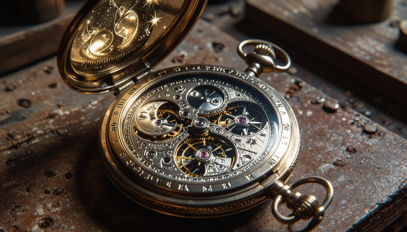 Celestial Pocket Watch Sticker with Moon and Stars