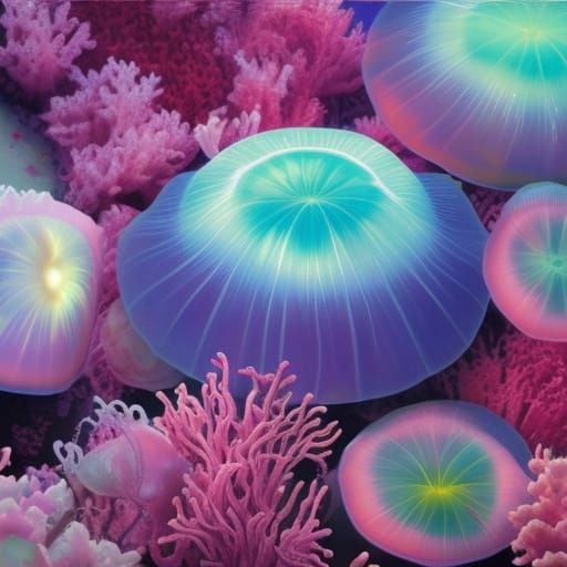 Moon Jellyfish Dance in Ocean Depths