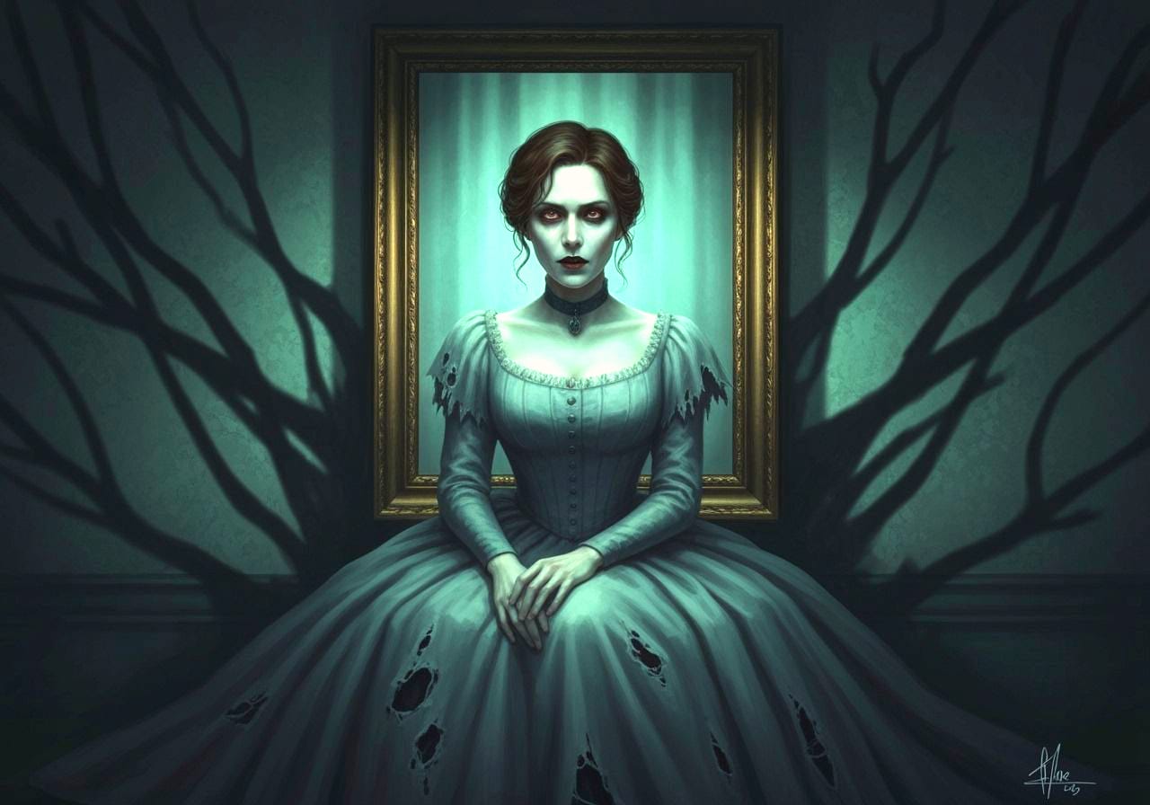 Eerie Haunted Portrait in Dark Style