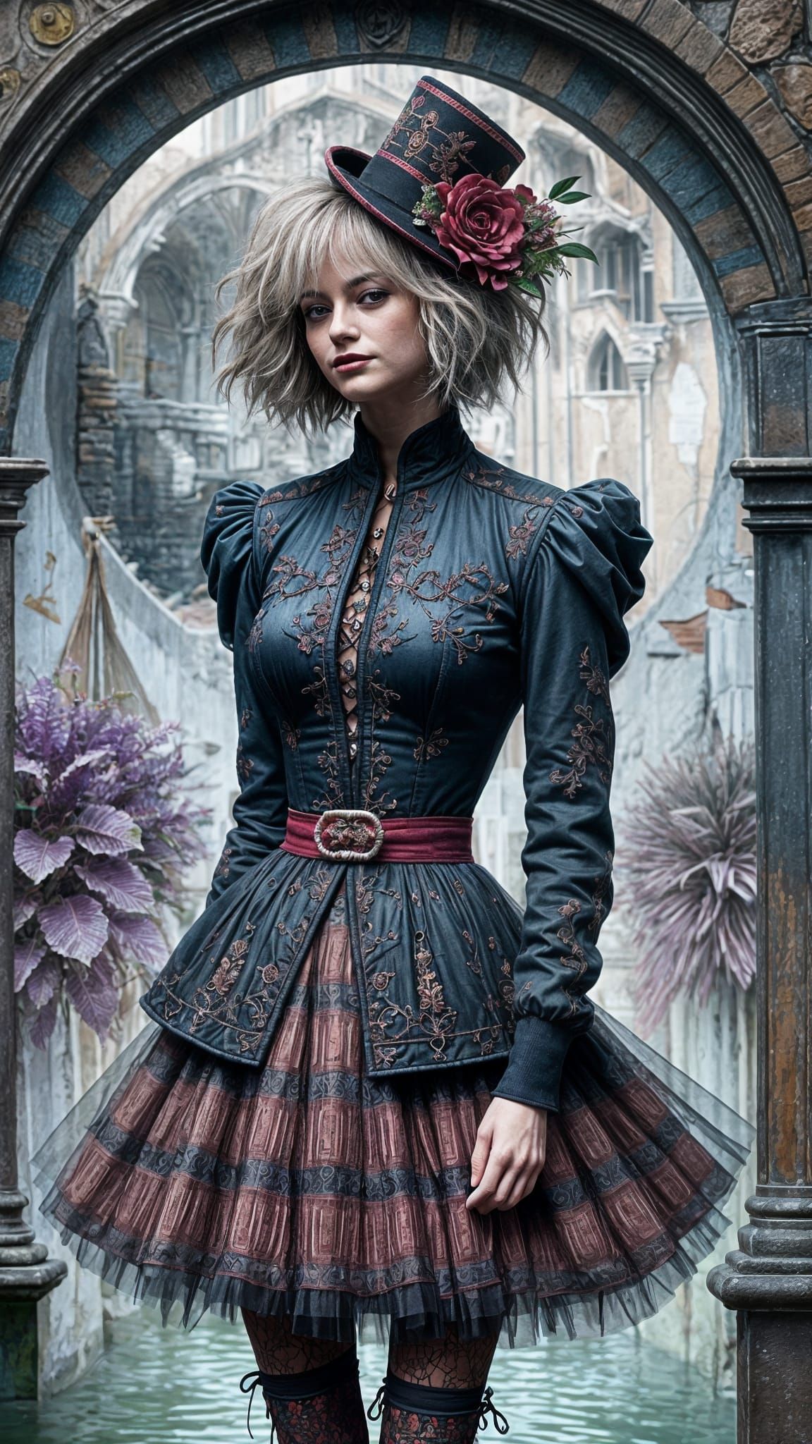 Beautiful Venetian Woman in Circus Noir Style